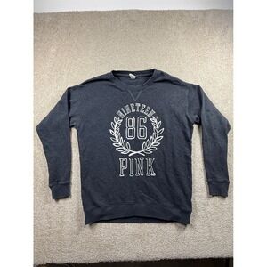 PINK Victoria's Secret Sweatshirt Womens Small Gray Nineteen 86 Graphic Pullover